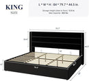 Allewie King Size Velvet Lift Up Storage Bed, Modern Wingback Headboard, Hydraulic Support, No Box Spring Needed, Black by CozyNest Decor