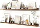 Fun Memories Picture Ledge Shelves Set of 2, 48 Inch Rustic Wall Mounted Floating Shelves with Lip for Home Storage and Décor in Bathroom, Kitchen, Nursery, Bedroom, Living Room, Brown by CozyNest Decor