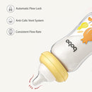 YOHKOH Natural Glass Baby Bottle with Natural Response Nipple, Newborn Anti-Colic Baby Bottles, Wide Neck Mushroom Cap Baby Bottle, Clear (Yellow, (5.4oz (Pack of 4)) by TinyTreasures Baby Boutique