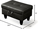 Ottoman Rectangular Storage Ottoman Bench, Faux Leather Footrest, Coffee Table, Stool Footstool with Hinged Lid for Living Room, Bedroom, Entryway, Black, 28.5"x19"x17.5" by CozyNest Decor