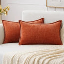 MIULEE Pack of 2 Fall Couch Throw Pillow Covers 12x20 Inch Rust Farmhouse Decorative Pillow Covers with Stitched Edge Soft Chenille Solid Dyed Pillow Covers for Sofa Bed Living Room by CozyNest Decor