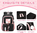 Kids Backpack for Girls School Bags for Middle School Students Book Bag for Elementary Primary Kawaii Ita Backpack, Black and Pink by TinyTreasures Baby Boutique