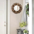 Honiway Boho Wall Decor 12 inch Decorative Mirror with Rustic Wood Sunburst Frame, Perfect for Bedroom, Living Room, Bathroom, Kitchen by CozyNest Decor