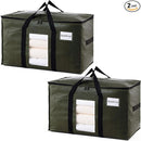 TAILI 2 Pack Green Extra Large Storage Bags, Heavy Duty Totes with Visible Window, Wrap Around Handles, Perfect for Moving by TinyTreasures Baby Boutique