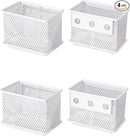 White Magnetic Basket, Magnetic Pencil Holder for whiteboard, Wire Mesh Magnetic Refrigerate Organizer, Magnetic shelf Desktop Storage, 3.42'' x 2.36'' x 2.55'',Set of 4 by CozyNest Decor