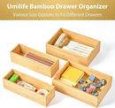Umilife Bamboo Kitchen Utensils Organizer, Extra High Silverware Drawer Tray, Flatware Cutlery Storage Box, Multi-Use Holder in Office, Bathroom, Pantry - 15"x6"x2.5" (Set of 2) by CozyNest Decor