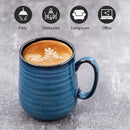 Hasense Coffee Mug Set of 4, 12 Ounce Ceramic Coffee Cups with Handle, Large Mug Set for Coffee, Tea, Chocolate, Modern Mug Gift for Men and women, Dishwasher & Microwave Safe(Blue) by CozyNest Decor