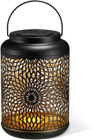 Glitzhome Solar Lantern Black Metal Cutout Scrollwork Outdoor Hanging Solar Light with Handle for Garden Patio Yard Outdoor Decor by GreenHaven Gardens