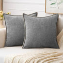 MIULEE Pack of 2 Couch Throw Pillow Covers 18x18 Inch Dark Gray Farmhouse Decorative Pillow Covers with Stitched Edge Soft Chenille Solid Dyed Spring Pillow Covers for Sofa Bed Living Room by CozyNest Decor