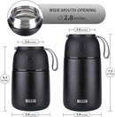 Insulated Thermo Food Jar for Hot & Cold Food for Kids Adult, 17&24 oz Soup Thermal Hot Food Containers for Lunch, Triple Layer Insulation Stainless Steel Food Jar with Spoon (2 Pack Black) by TinyTreasures Baby Boutique