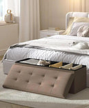 Storage Ottoman Bench, Folding Ottoman Foot Rest, End of Bed Bench,Storage Chest, for Living Room, Bedroom, Hallway, Entryway, Holds up to 700 lb (BROWN1, 43") by CozyNest Decor
