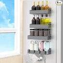 4 Pack Magnetic Spice Rack Organizer for Refrigerator and Oven, Dark Grey Fridge Organizers and Storage for Kitchen by CozyNest Decor