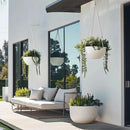 LA JOLIE MUSE Hanging Planters for Outdoor Plants, Large Hanging Planter with Drain Holes, Outdoor Hanging Flower Pots, White Stone, Honeycomb (13.2 Inch, Set of 2) by CozyNest Decor
