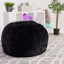 Posh Creations Bean Bag Chair for Kids, Teens, and Adults Includes Removable and Machine Washable Cover, Soft Faux Rabbit Fur - Black, 38in - Large by TinyTreasures Baby Boutique