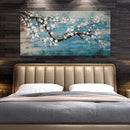 Huge Wall Art for Living Room 100% Hand-Painted Flower Oil Painting On Canvas Gallery Wrapped Floral Plum Blossom Artwork for Bedroom Office Decor One Panel 60x30inch Extra Large by CozyNest Decor