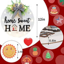 Interchangeable Welcome Sign for Front Door with 14 Changeable Icons, Farmhouse Front Porch Decor Rustic Wooden Wall Sign with 12 LED Lights, Outdoor Seasonal Welcome Home Decorations (White1) by CozyNest Decor