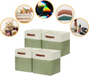 DULLEMELO Storage Basket, Linen Closet Organizers and Storage Baskets for Home Office, Suitable as Dog Toy Box, Baby Gift Basket, 4 Pieces 12x12 Decorative Cube Storage Bins(4 Pack - 12" White&Green) by TinyTreasures Baby Boutique