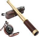 Retro Pirate Telescope 25x30 Spyglass Portable Collapsible Handheld Telescope Zoom Vintage Monocular Classical Collection Compass for Camping Hunting Boating Gift by TinyTreasures Baby Boutique