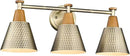 FEMILA Antique Brass Bathroom Vanity Light, 3-Lights Industrial Modern Wall Sconce Bathroom Lighting, Hammered Metal Shade Finish, 4FG59B-3W BG by CozyNest Decor