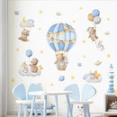 Tanlaby Blue Hot Air Balloon Wall Stickers Cartoon Bear Rabbit Stars Planets Wall Decals Peel and Stick Art Decor for Nursery Kids Bedroom Playroom Daycare Classroom by TinyTreasures Baby Boutique