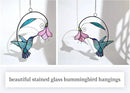Lolitarcrafts Stained Glass Hummingbird Window Hangings with Flowers, Bird Stained Glass Suncatcher for Window Decor Hummingbird Gifts for Mom,Bird Lovers (Blue with Flower A) by GreenHaven Gardens