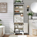 72" Tall Bathroom Storage Cabinet, Farmhouse Storage Cabinet with 2 Drawers, Adjustable Shelves & Barn Door, Cabinet for Bathroom, Living Room, Kitchen, Off White by CozyNest Decor