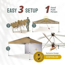 CROWN SHADES 12x12 Pop Up Canopy Tent Instant Commercial with 150D Silver Coated Fabric Including 1 Removable Sidewall, 4 Ropes, 8 Stakes, Weight Bags, STO 'N Go Bag, Beige by GreenHaven Gardens