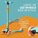 Aqua Orange 3 Wheel Scooter with Seat for Kids – Light-Up LED Wheels, Adjustable Handlebar and Seat, Smooth PU Wheels, Wide Anti-Slip Deck, Rear Foot Brake – Toddler Outdoor Toys for Ages 2+ by TinyTreasures Baby Boutique