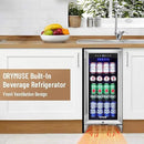 15 Inch Beverage Refrigerator, 130 Can Capacity Under Counter Fridge with Lock & Glass Door, Quiet Built-in or Freestanding Beer Cooler, Powerful Compressor for Fast Cooling by CozyNest Decor