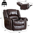 CANMOV Leather Recliner Chair Set of 2, Classic and Traditional Manual Recliner Chair with Comfortable Arms and Back,Manual Single Recliner Sofa for Living Room, Brown by CozyNest Decor