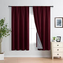 XWZO 100% Blackout Curtains with Tiebacks - Heat and Light Blocking Rod Pocket Window Drapes with Black Liner Backing for Bedroom Sewn with Tiebacks, Burgundy, W52 x L72, Set of 2 by TinyTreasures Baby Boutique