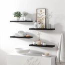 Wood Floating Shelves for Wall Decor, Rustic Wall Shelves for Bedroom Bathroom Kitchen Living Room, Set of 6 Black by CozyNest Decor