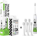 Kids Electric Toothbrush - Rechargeable Vibrating Toothbrush with Timer, Includes 6 Replacement Heads, Gently Cleans Teeth, for Girls and Boys, Kids & Toddlers Age 2+, Monster by TinyTreasures Baby Boutique