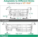GSlife Expandable in Sink Dish Drying Rack Small with Silicone Mat - Stainless Steel Capacity Adjustable Over The Sink Dish Rack with Utensil Holder for Counter or Inside Sink (12.4" -16.8"), Silver by CozyNest Decor