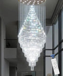 Flashing God D59''X H120'' Extra Large Chandeliers for High Ceilings Crystal Raindrop Chandeliers Large Villa Chandelier Entrance Foyer Ceiling Light LED Dimmable 2700K-6000K by CozyNest Decor