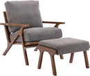 chairus Mid-Century Modern Accent Chair with Ottoman, Linen Fabric Armchair with Wood Legs Comfy Upholstered Single Sofa Chair for Living Room/Bedroom/Lounge, Grey by CozyNest Decor