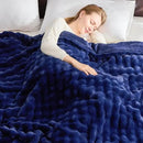 NEWCOSPLAY Faux Fur Throw Blanket Dark Navy Bubble Blanket Thick Warm Soft for Couch Sofa Bed 550GSM (Dark Navy, Throw(50"x60")) by CozyNest Decor