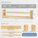 Natural Wood Wall Bookshelf for Kids Bedroom Set of 3, 24 Inch Wooden Floating Nursery Book Shelves for Baby Boys Girls Room, Mounted Toddler Book Shelf for Toy Organizers and Storage by TinyTreasures Baby Boutique