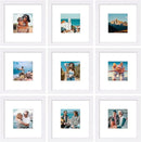Vittanly 12x12 Picture Frames Set of 9, Shatter Resistant Plexiglass, Display 8x8 Pictures with Mat or 12x12 without Mat, Photo Frames for Wall Mount, Engineered Wood, White by CozyNest Decor