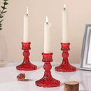 12Pcs Red Candlestick Holders Set- 4" H Taper Candle Holders Bulk, Glass Candle Holders for Activities, Party, Romantic Dinner Table Centerpieces, Festival Gifts & Windowsill Decor by CozyNest Decor