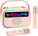 Kids Karaoke Machine for Girls, Kids Toys Gifts for Age 3-12+, Portable Bluetooth Speaker with 2 Wireless Microphones, Toddler Singing Karaoke for Birthday, Family, Home Party (Pink) by TinyTreasures Baby Boutique