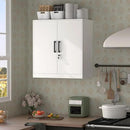 Wall Cabinet,Lockable Storage Cabinets with Adjustable Shelf,Locking Wall Storage Cabinet with Doors for Laundry Room,Home Office,White by CozyNest Decor