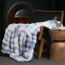 EVERGRACE Ultra Soft Luxury Fluffy Ridgeline Faux Rabbit Fur Throw Blanket, Thick Warm Bubble Throw for Bed, Cozy Plush Reversible Blankets for Couch, Chair, Sofa, Cloud Blue, 50x60 Inches, 870 GSM by CozyNest Decor