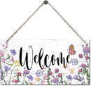 Welcome Decor Sign, Hanging Wood Sign Home Decorative, Printed Wood Wall Art Sign, Flower Welcome Sign, Yard Garden Welcome Sign, Porch Decor Sign, Farmhouse Front Door Decor Sign 12 * 6inch by CozyNest Decor