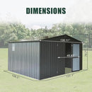 Domi Outdoor Storage Shed 11' x 9', Metal Steel Utility Tool Shed Storage House with Double Lockable Doors & Air Vents for Backyard Patio Garden Lawn Dark Grey by GreenHaven Gardens