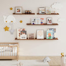 Picture Ledge Shelf for Wall, Floating Shelves Set of 4, 24 Inch Long Nursery Book Shelves for Toys Storage, Kids Bookshelf Wall Mounted for Books Photo Frames, Walnut by TinyTreasures Baby Boutique