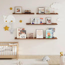 Picture Ledge Shelf for Wall, Floating Shelves Set of 4, 48 Inch Long Nursery Book Shelves for Toys Storage, Kids Bookshelf Wall Mounted for Books Photo Frames, Walnut by CozyNest Decor