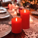 Red Flameless Candles with Remote, Flickering Battery Operated Candles with Timer, Real Wax LED Pillar Fake Candles for Christmas Party Home Decor, Set of 3 by CozyNest Decor
