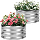 Galvanized Raised Garden Bed- 2Pcs 2x2x1FT Metal Planter Boxes Outdoor | Round Steel Raised Bed Kit & Fire Pit Ring for Gardening with Protective Tape, Gloves for Vegetables, Flower (Sliver) by GreenHaven Gardens