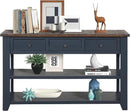 Solid Wood Console Table Sofa Table with Storage Drawers and Bottom Shelf Entryway Table for Entry Hallway Foyer Sofa Couch Table Fully Assembled (48.8" Blue) by CozyNest Decor